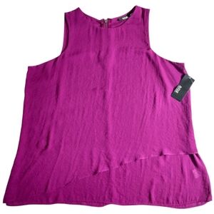 A.n.a Women's Purple Zipper Back Accent Sleeveless Blouse Tank Top XL X-Large